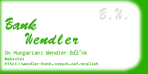 bank wendler business card